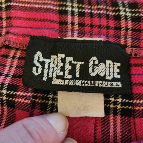 Vintage Y2k Street Code pink plaid pleated punk grunge micro mini skirt - Picture 4 of 4